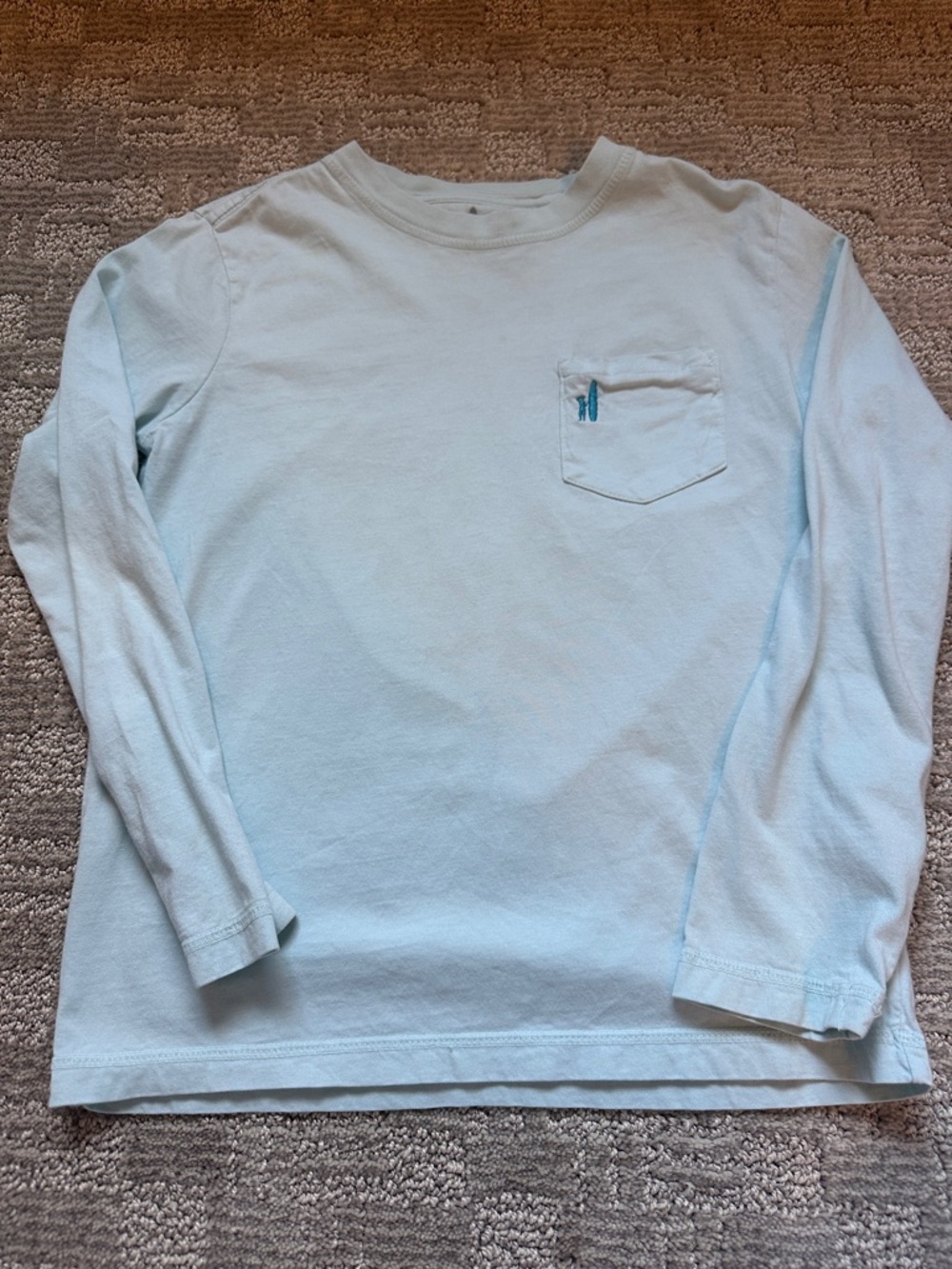 Light Blue Long Sleeve Pocket Tee, boys Johnnie O- size 8